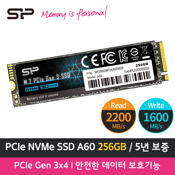 실리콘파워 P34 A60 M.2 NVMe SSD 256GB