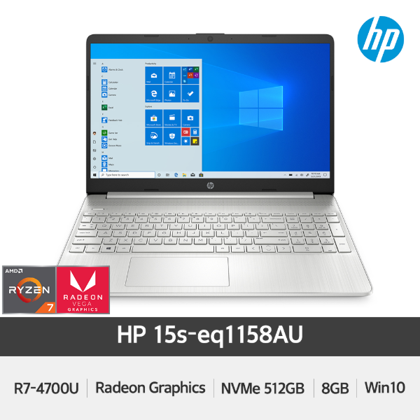 [당일출고] HP 15s-eq1158AU R7-4700U/램 8G/SSD 512GB/Window10 home 탑재 슬림베젤 15인치 인강용 노트북