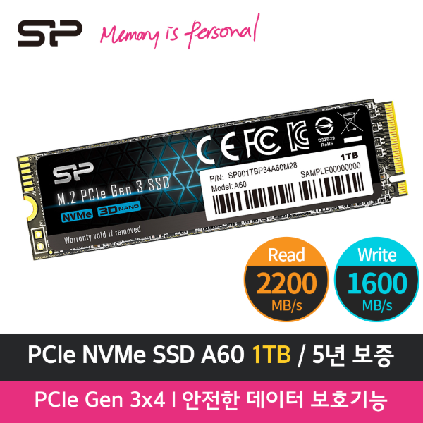 실리콘파워 P34 A60 M.2 NVMe SSD 1TB