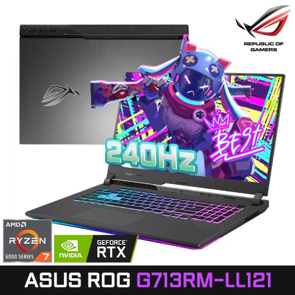 [예약판매/고해상도 패널 탑재!] ASUS ROG G713RM-LL121 게이밍노트북 R7-6800H/240Hz/DCI-P3 100%/RTX3060