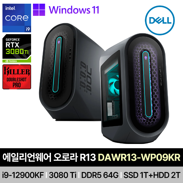 [공식리퍼] DELL 에일리언웨어 오로라 R13 DAWR13-WP09KR i9-12900KF/DDR5 64GB/SSD1TB+HDD2TB/윈11PRO/RTX3080Ti 다크