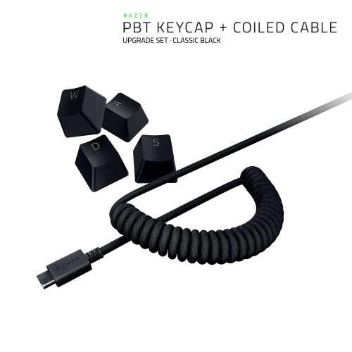 Razer PBT Keycap Colied Cable Set - Black 영문 키캡 코일케이블 세트