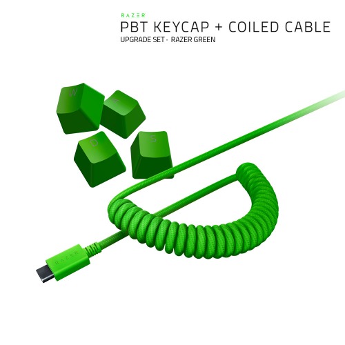 Razer PBT Keycap Colied Cable Set - Green 영문 키캡 코일케이블 세트