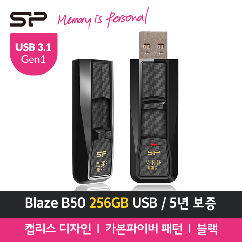 [예약판매] [실리콘파워] Blaze B50 256GB USB메모리 USB3.2 블랙색상