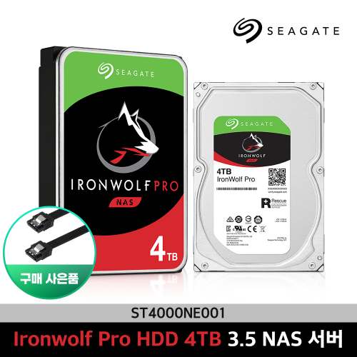 씨게이트 IronWolf PRO HDD 4TB ST4000NE001 아이언울프 프로 하드 NAS용 7200RPM 3.5인치 보증기간 5년