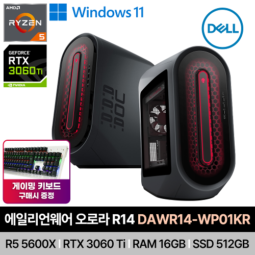 [쿠폰+사은품+퀵비지원!] DELL 에일리언웨어 오로라 R14 DAWR14-WP01KR R5-5600X/RAM16GB/SSD512GB/윈11PRO/RTX3060Ti 데스크탑 PC