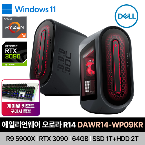 DELL 에일리언웨어 오로라 R14 DAWR14-WP09KR R9-5900X/RAM64GB/SSD1TB+HDD2TB/윈11PRO/RTX3090 데스크탑 PC