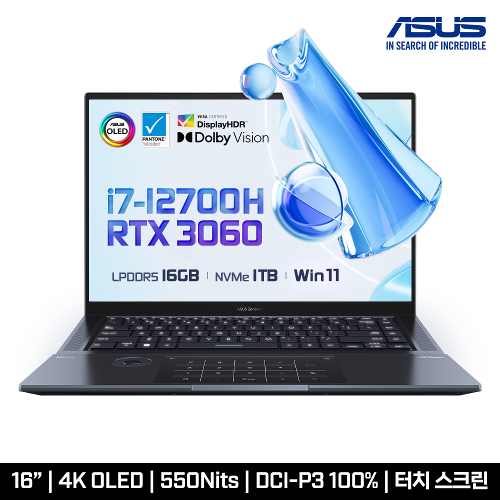 ASUS 젠북프로 16X UX7602ZM-ME013W 터치노트북 12세대 i7/4K OLED/120Hz/RTX3060